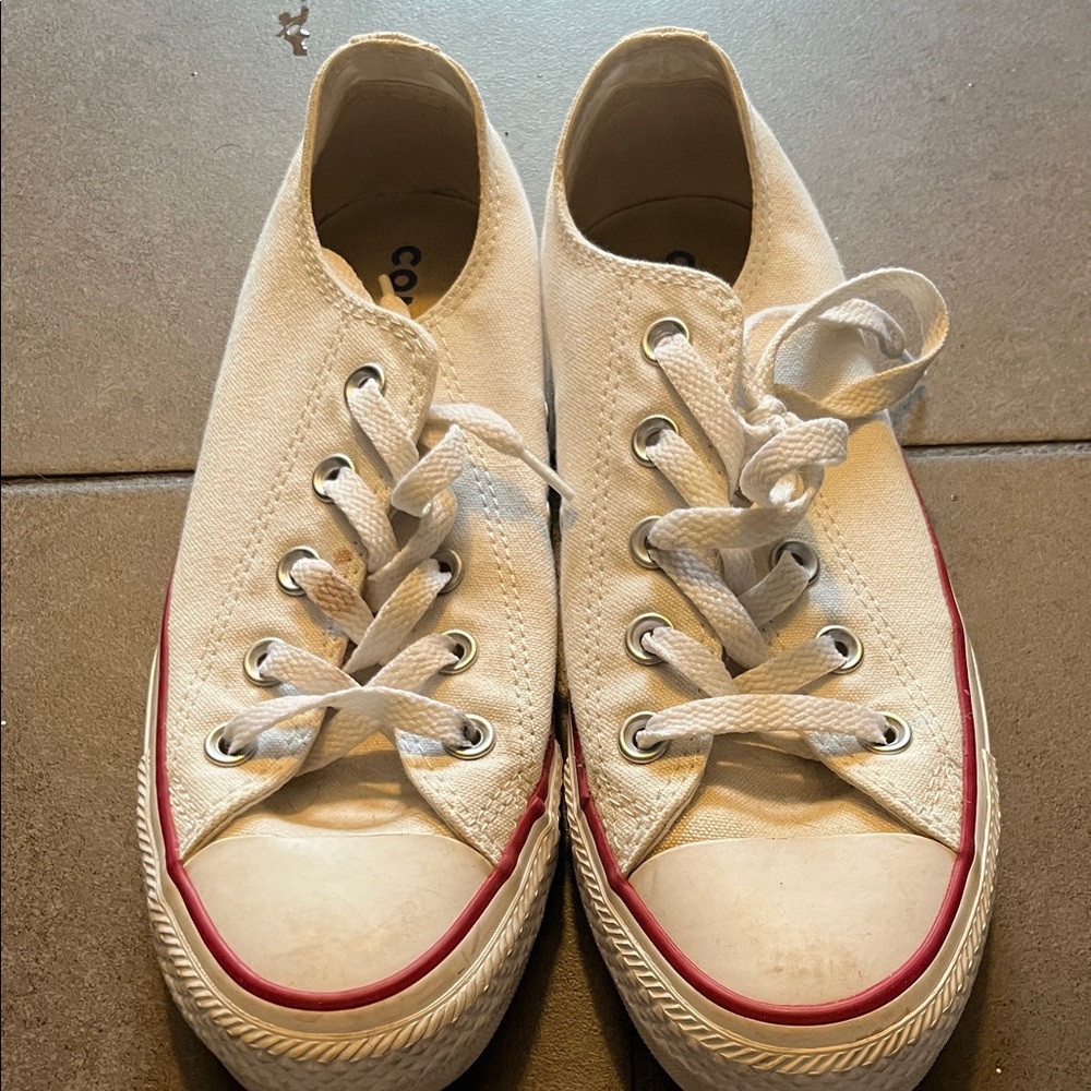 White Converse Sneakers with Red Trim